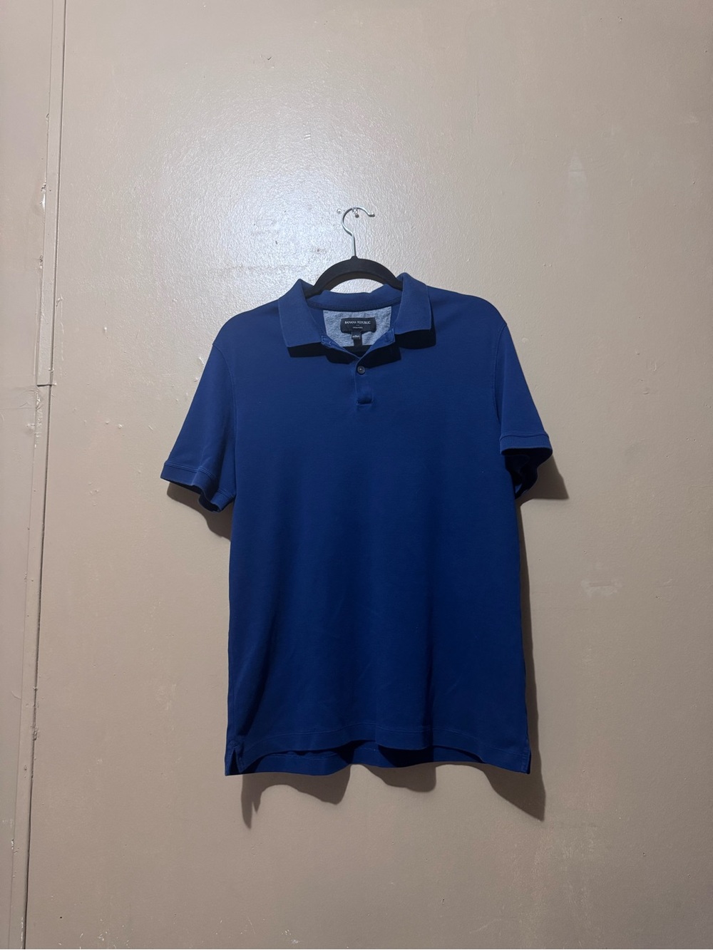 Banana Republic Men's Size L Solid Royal Blue Luxury Dress Polo Shirt